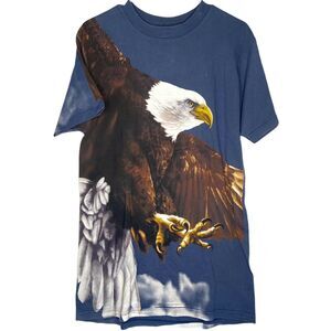 Vintage Radical Nature All Over Print Bald Eagle Front & Back Graphic sz Medium